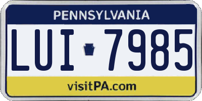 PA license plate LUI7985