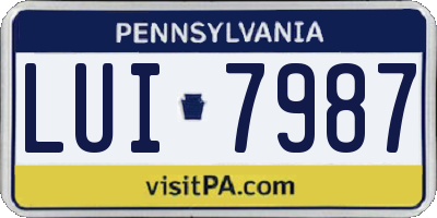 PA license plate LUI7987
