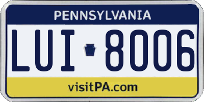 PA license plate LUI8006