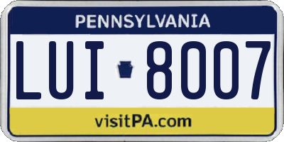 PA license plate LUI8007