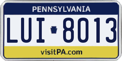 PA license plate LUI8013