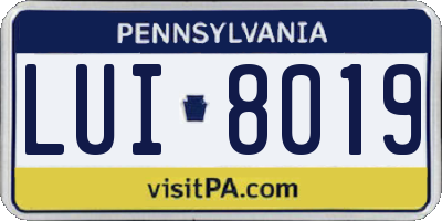 PA license plate LUI8019