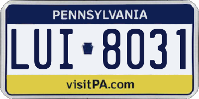 PA license plate LUI8031