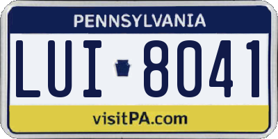 PA license plate LUI8041