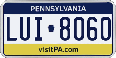 PA license plate LUI8060