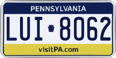 PA license plate LUI8062