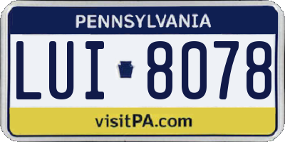 PA license plate LUI8078