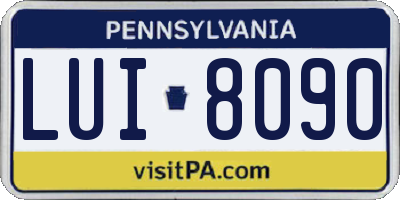 PA license plate LUI8090