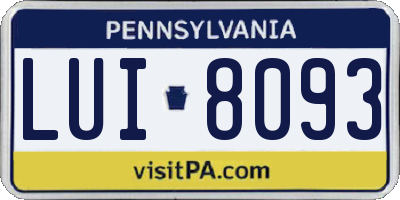 PA license plate LUI8093