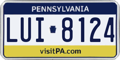 PA license plate LUI8124