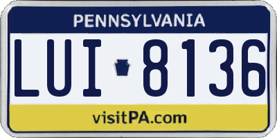 PA license plate LUI8136
