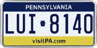 PA license plate LUI8140