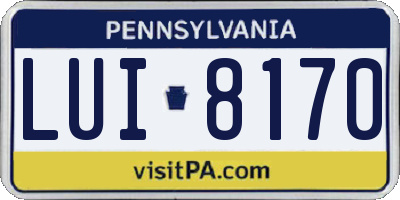 PA license plate LUI8170