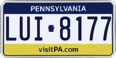 PA license plate LUI8177
