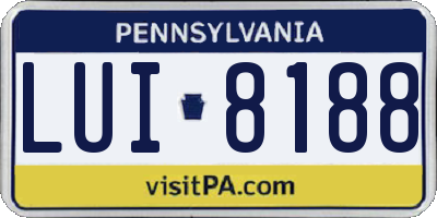 PA license plate LUI8188