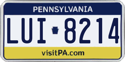 PA license plate LUI8214