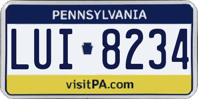 PA license plate LUI8234