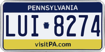 PA license plate LUI8274