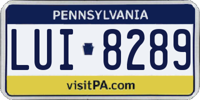 PA license plate LUI8289
