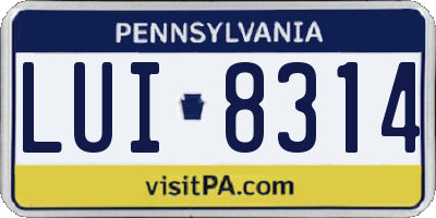 PA license plate LUI8314