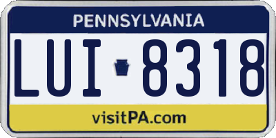 PA license plate LUI8318