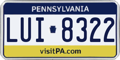 PA license plate LUI8322