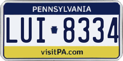 PA license plate LUI8334