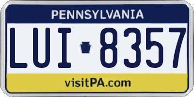 PA license plate LUI8357