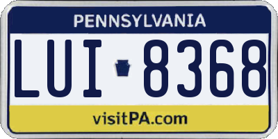 PA license plate LUI8368