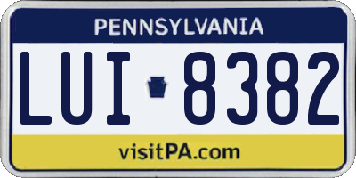PA license plate LUI8382