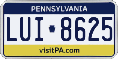 PA license plate LUI8625