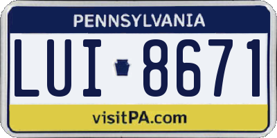 PA license plate LUI8671