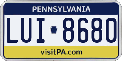 PA license plate LUI8680