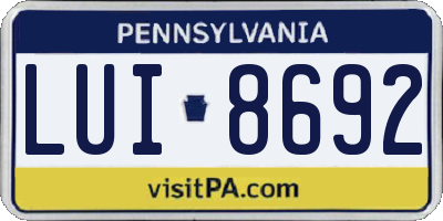 PA license plate LUI8692