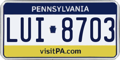 PA license plate LUI8703