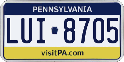 PA license plate LUI8705
