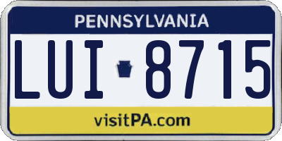 PA license plate LUI8715