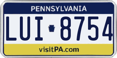 PA license plate LUI8754