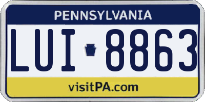 PA license plate LUI8863