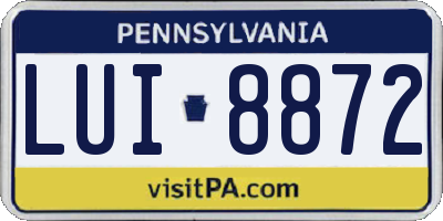 PA license plate LUI8872