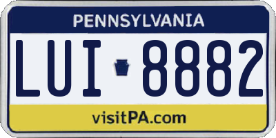 PA license plate LUI8882