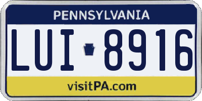 PA license plate LUI8916