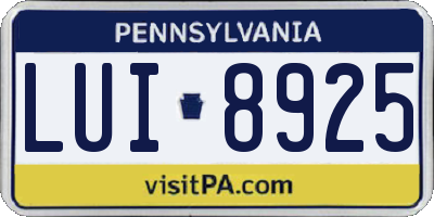 PA license plate LUI8925