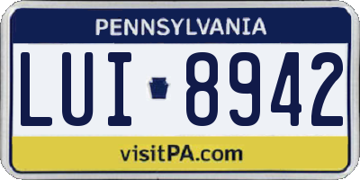 PA license plate LUI8942