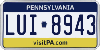 PA license plate LUI8943
