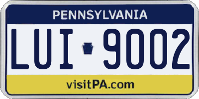 PA license plate LUI9002