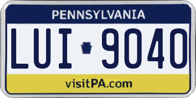 PA license plate LUI9040