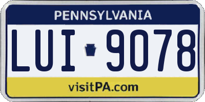 PA license plate LUI9078