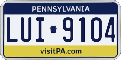 PA license plate LUI9104