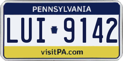 PA license plate LUI9142
